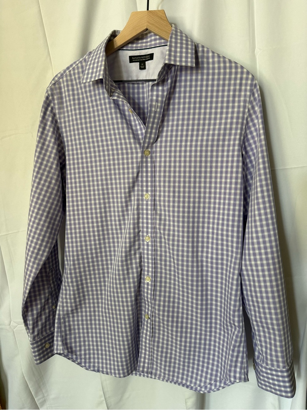 Banana Republic Lavender Gingham Button-Down Dress Shirt